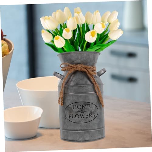 VICASKY Iron Flower Jug Vintage Pitcher Vase Silver