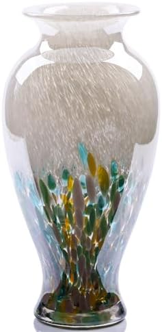 118 Tall Green Blown Glass Vase with Unique Design