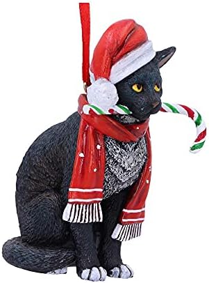 Nemesis Now Candy Cane Cat Hanging Ornament 9cm Red Christmas