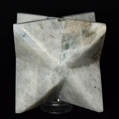 HC Set Rainbow Moonstone 8 Point Merkaba Star - Clear Quartz Cabochon