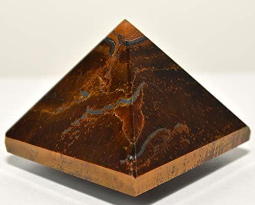 HQRP 2 Inch Golden Brown Tigers Eye Pyramid with Silver Hematite Clear Quartz Cabochon