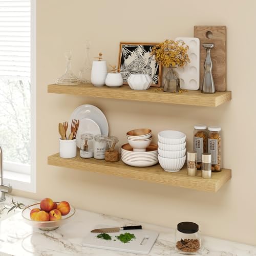 36 Inch Floating Shelves Set of 2 Rustic Deep Bookshelf for Living Room Bedroom