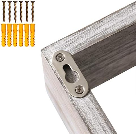 KMwares Set of 3 Rustic White Grey Floating Shelves for Home Decor