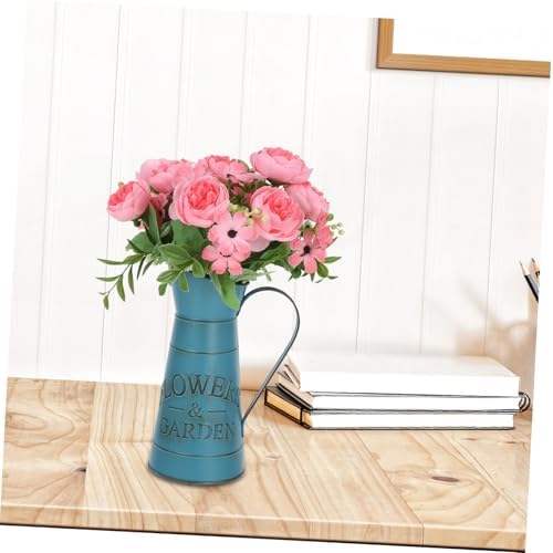 Hemoton Vintage Style Kettle Flower Vase Blue