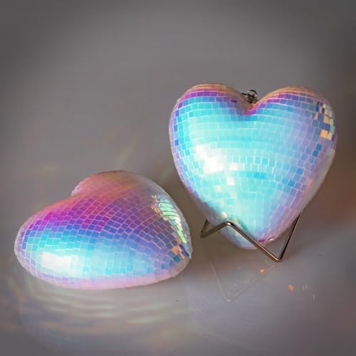 2 Pack Heart-Shaped Mirror Disco Ball Decor