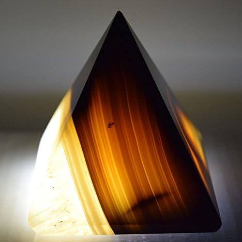HC Set 58mm Black White Agate Pyramid Banded Natural Chalcedony Crystal Polished Decor Mineral Stone - India