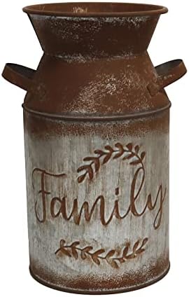 Galvanized Milk Can Greeting Vase with Rustic Design