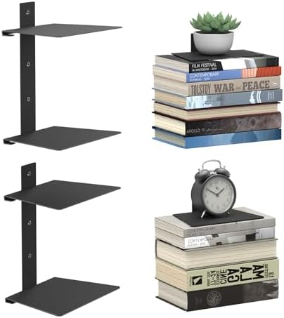 Invisible Floating Bookshelves 4 Tier Wall Mount Bookcase