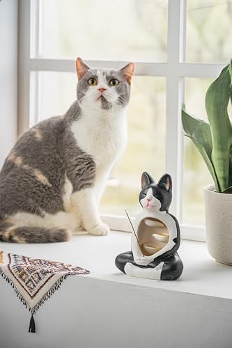 Hand-Painted Ceramic Incense Holder with Cat Design