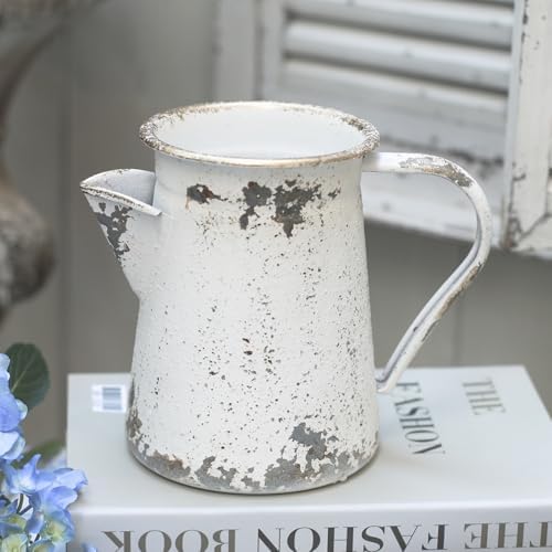Vintage Metal Milk Jug Vase Shabby Chic Decor
