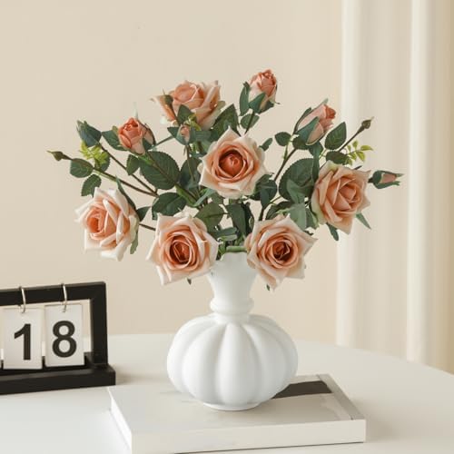 Matte White Pumpkin Ceramic Vase for Home Decor