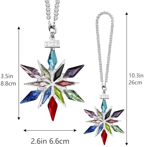 2025 Christmas Crystal Snowflake Ornament for Tree Hanging Pendant Sun Catcher Home Decor