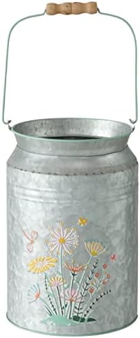 Creamery Vase in Grey Zinc with Meadow Flower Design