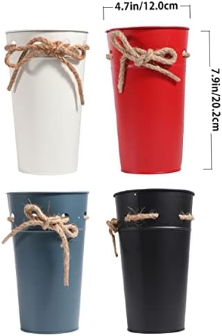 Cabilock Vintage Iron Bucket Flower Vase Decor