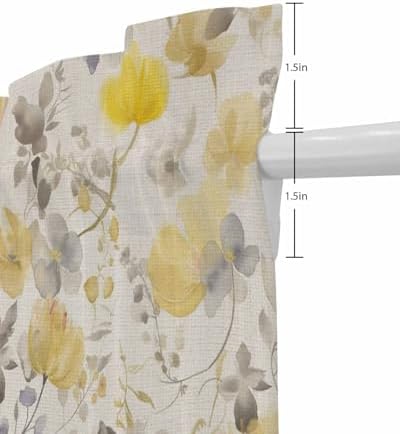 Yellow Flowers Door Curtains with Tiebacks for French Doors