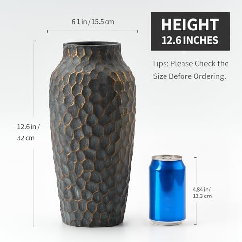 125 Inch Ceramic Rustic Antique Vase with Bronze Finish