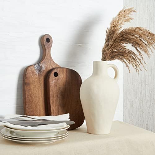 Blossome Antique Ceramic White Vase with Handle 10 Inches
