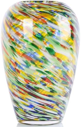 9 Tall Yellow Hand Blown Glass Vase for Home Decor