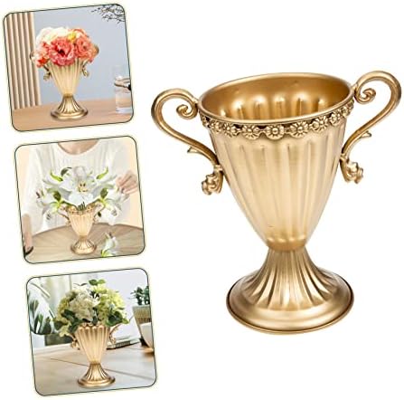 Stobaza Tall Gold Vase Iron Flowerpot Planter Indoor Urn