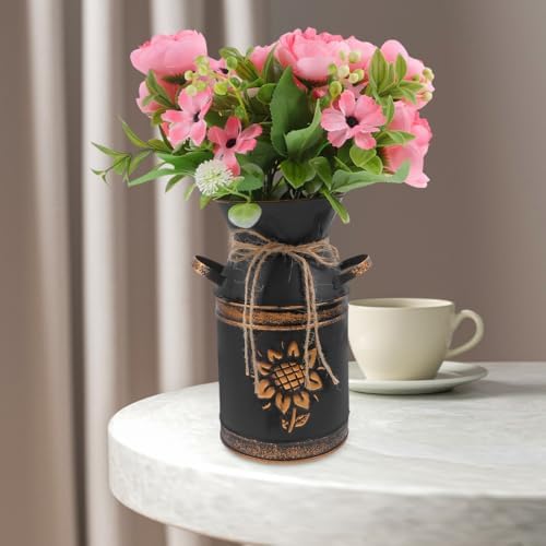 Didiseaon Shabby Chic Vintage Metal Pitcher Vase for Farmhouse Decor