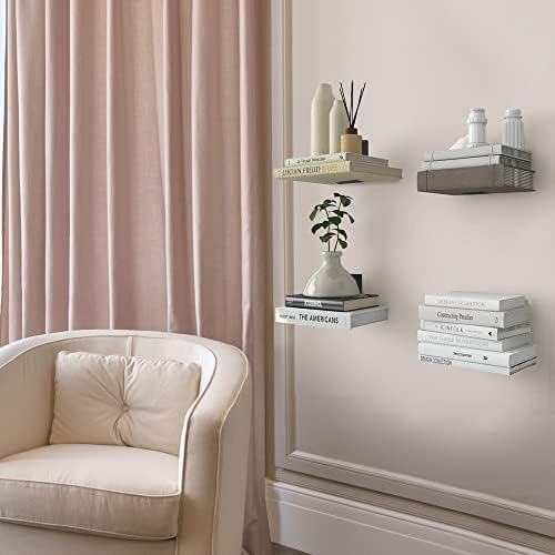 STORAGE MANIAC Floating Book Shelves 4-Pack Black Large