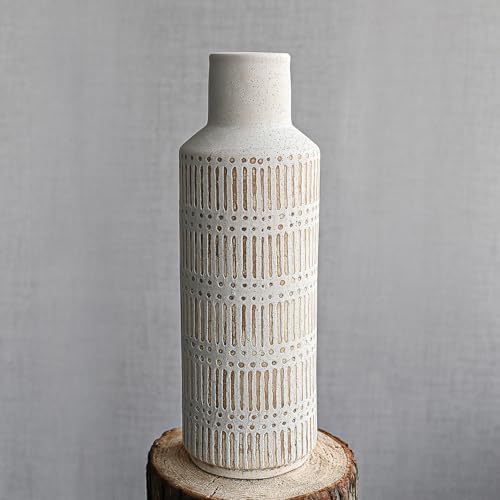 LIZOFER Rustic Ceramic Vase 1102 Inch Antique White