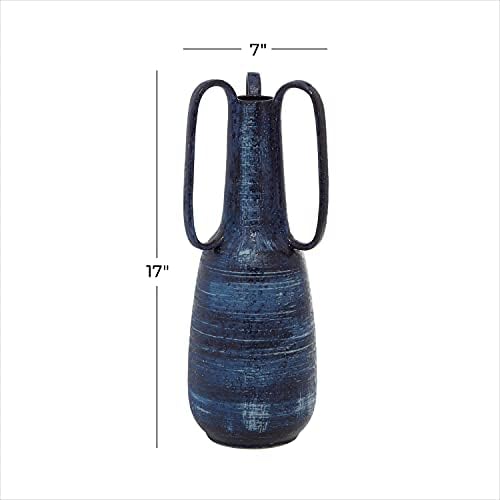 Deco 79 Blue Ceramic Vase with Handles