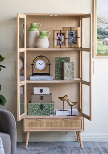 12 Tall Decorative Ceramic Jug Vase with Glossy Green and Natural Tan Finish