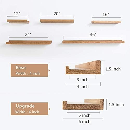 Oak Floating Shelves 4x16 Inch Natural Wood Wall Display Ledge