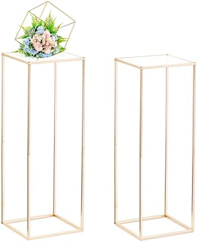 Nuptio Gold Vases Centerpieces 2 Pcs 315 Inch Tall Metal Flower Vase Stand