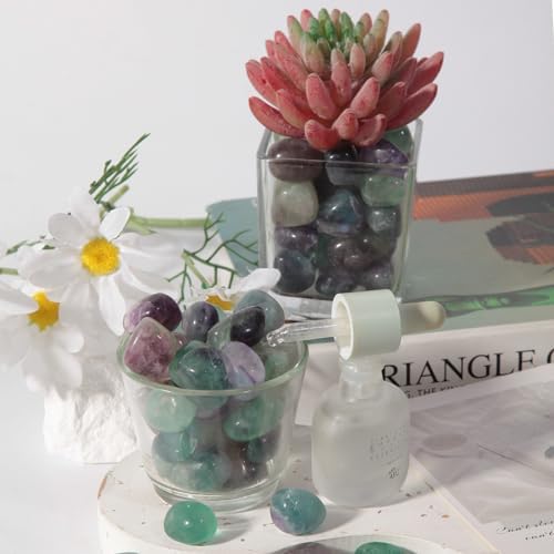 SUNYIK Pack of 2 Green Howlite Fluorite Tumbled Stones