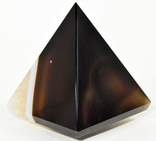HC Set 58mm Black White Agate Pyramid Banded Natural Chalcedony Crystal Polished Decor Mineral Stone - India
