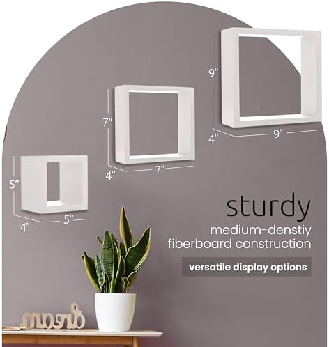 Kiera Grace Cubbi Floating Shelves Set of 3 White 5 7 9 Inch