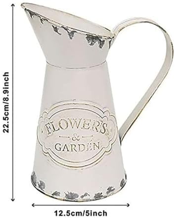 Rustic Metal Flower Vase with Shabby Chic Design