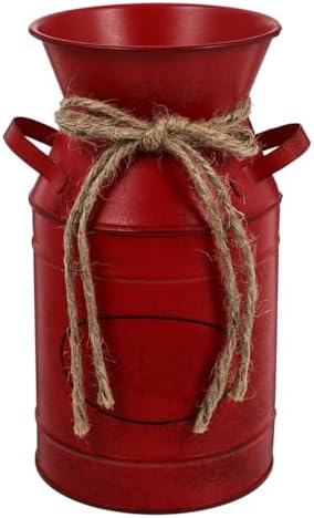 Retro Style Bucket Iron Flower Barrel Farmhouse Decor Vase