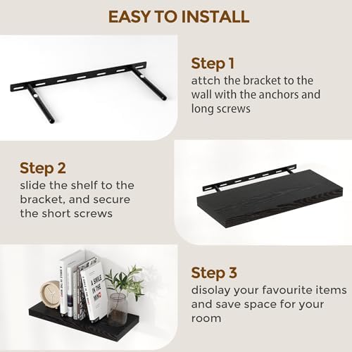 24 Inch Rustic Floating Shelf Set of 2 for Home Decor