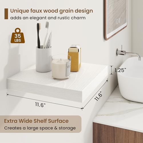 Marsmiles White Square Floating Shelves 3 Pack
