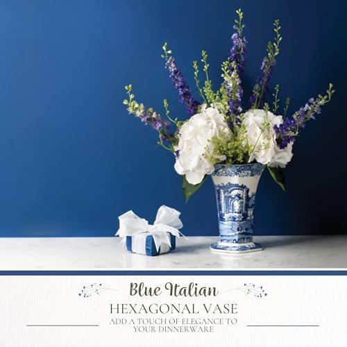 Spode Blue Italian Hexagonal Vase 105 Inch Porcelain Decorative Accent