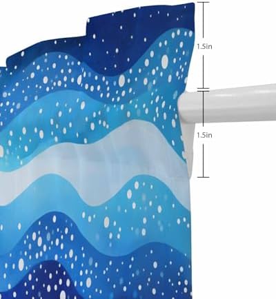 PANJINEXT Door Curtains Abstract Blue Gradient Wave Watercolor
