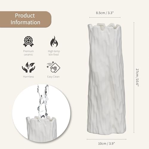 White Matte Ceramic Vase with Organic Nature Shape