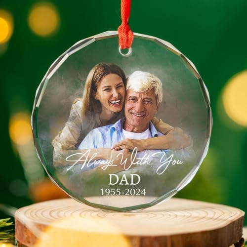 Custom Photo Memorial Glass Ornament - Personalized Christmas Portrait Decoration