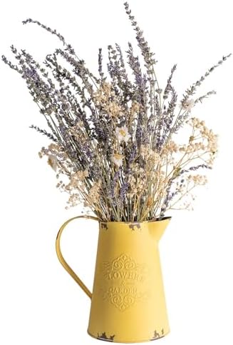 Yellow Metal Flower Vase Farmhouse Decor