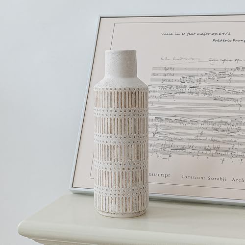 LIZOFER Rustic Ceramic Vase 1102 Inch Antique White