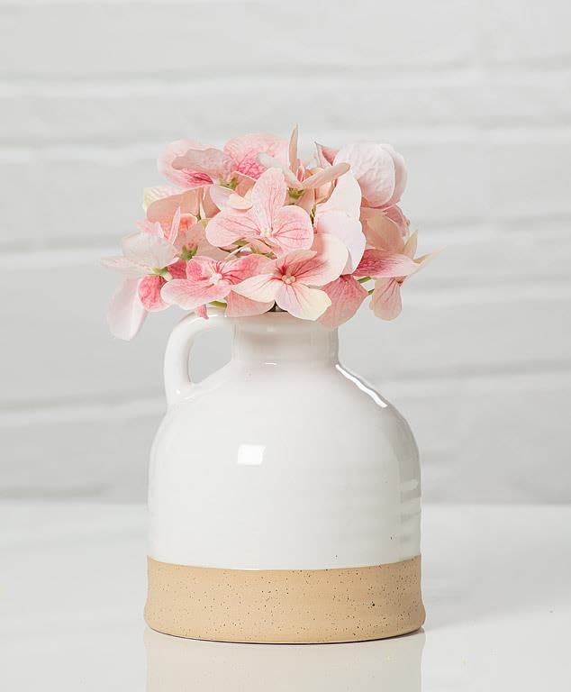 Shiny and Matte Vase with Handle Small 6 Inch