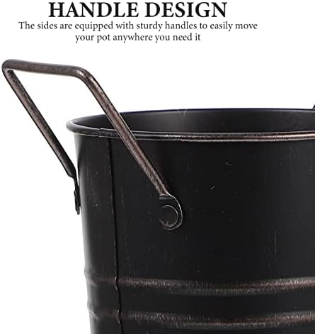 Vintage Rustic Farmhouse Iron Vase with Handle