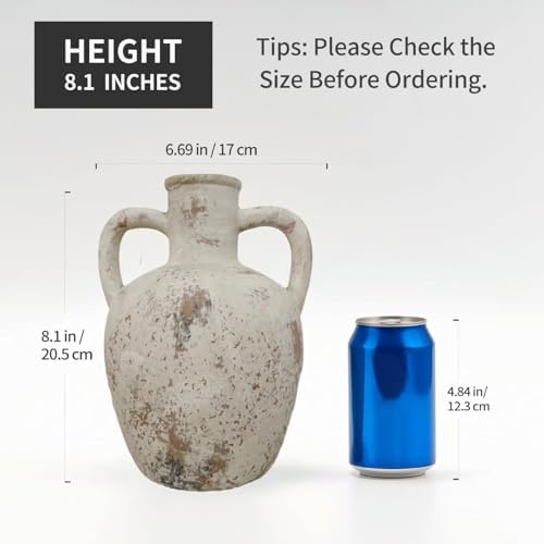 Rustic Ceramic Vase Large Neutral Clay Pot for Home Decor