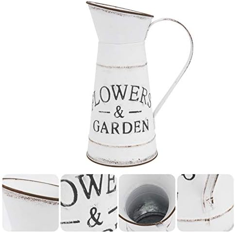 DOITOOL Rustic White Vase with Galvanized Look