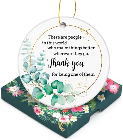 Thank You Christmas Tree Ornament Keepsake Collectible - Appreciation Gift 3in Ceramic Ornament with Gift Box