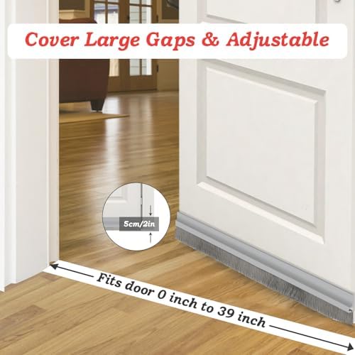2 Pcs Door Sweep for Bottom of Door Gray 3937 Inches Long