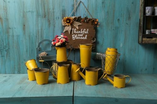French Style Shabby Chic Metal Flower Vase Yellow